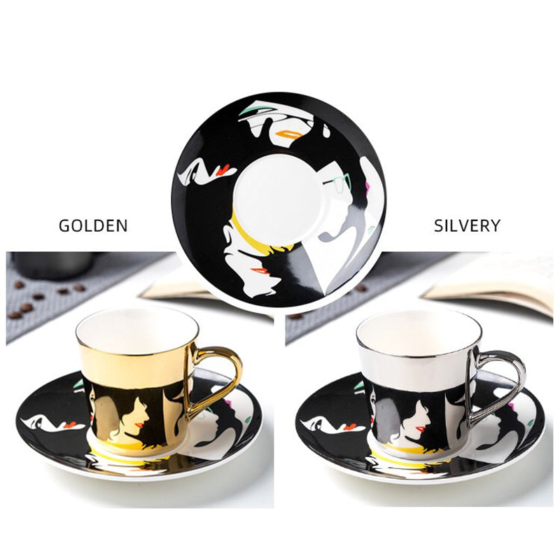 Mirror Coffee Cups Creativity Coffee Cup and Saucer Set