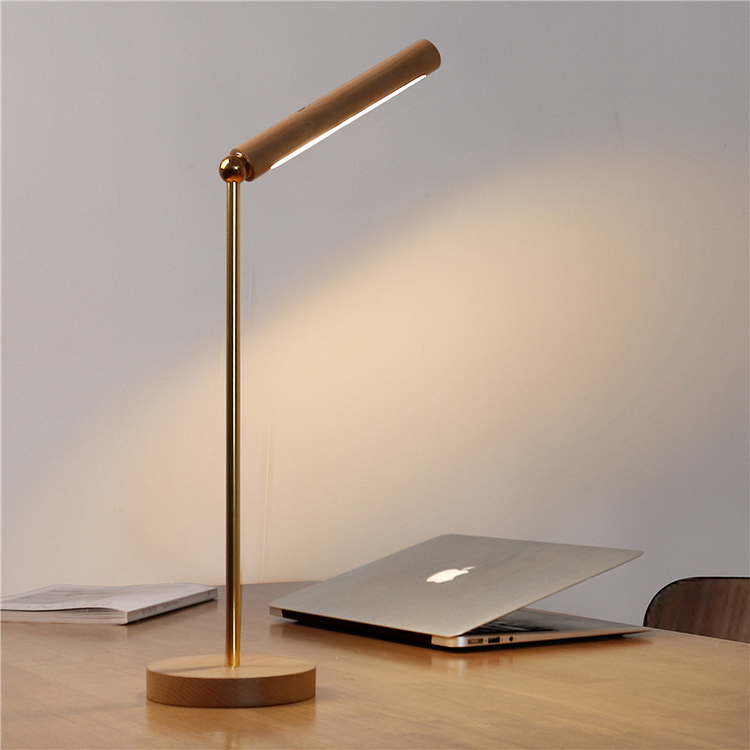 Multi-purpose Wooden Desk Lamp - 360° Rotatable & Magnetic Detachable Touch Dimming USB Night Light