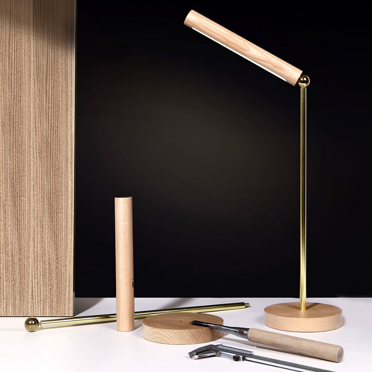 Multi-purpose Wooden Desk Lamp - 360° Rotatable & Magnetic Detachable Touch Dimming USB Night Light