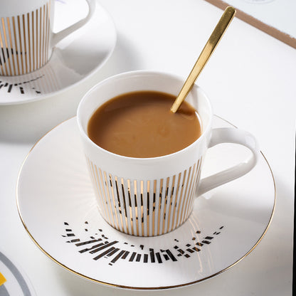 Dynamic Reflective Mirror Cup Creative Ceramic Afternoon Tea Coffee Cup And Saucer