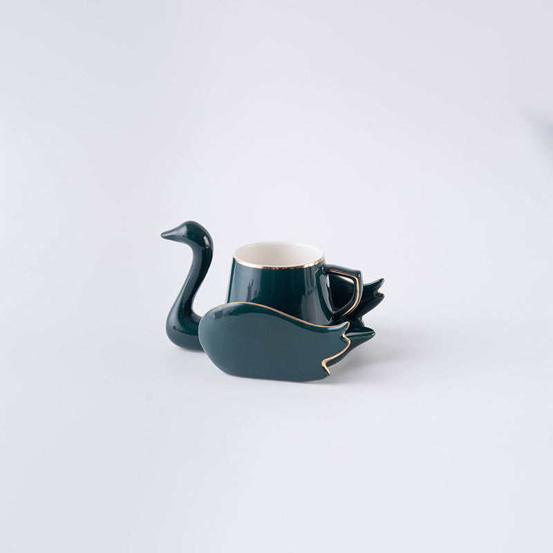 Creative Swan Ceramic Coffee Cup and Saucer Set