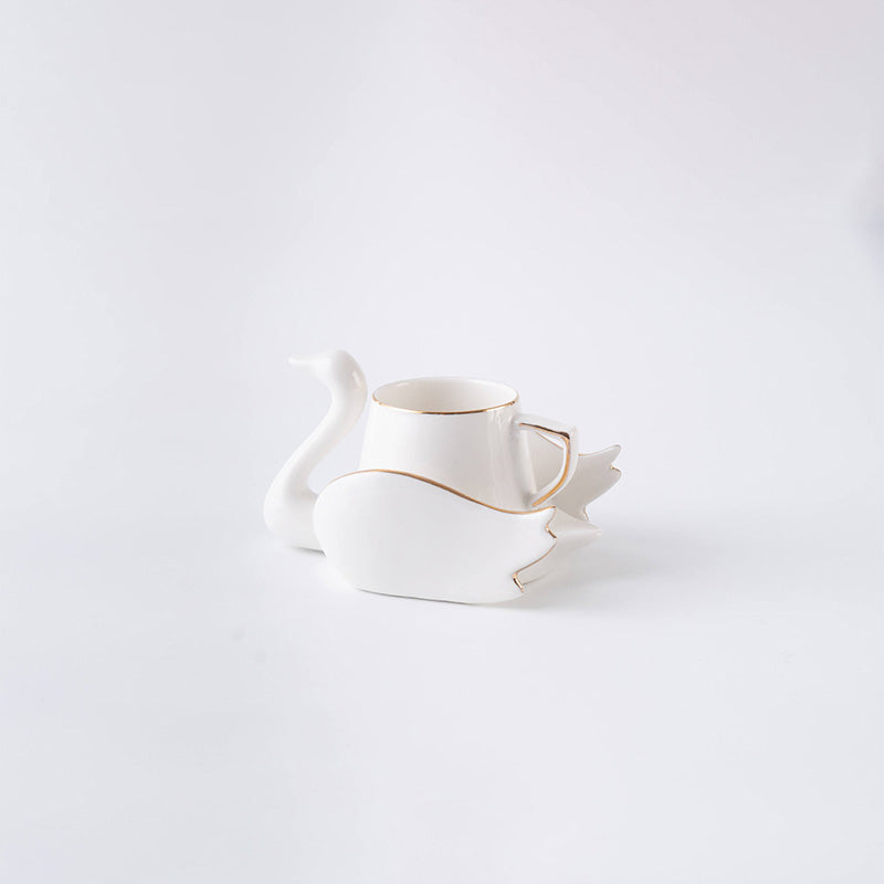 Creative Swan Ceramic Coffee Cup and Saucer Set