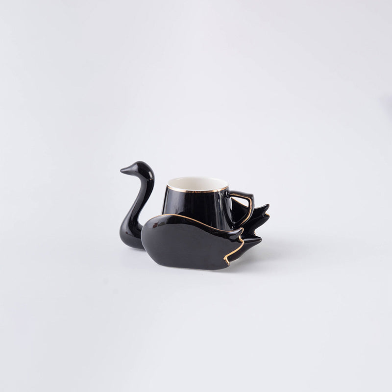 Creative Swan Ceramic Coffee Cup and Saucer Set