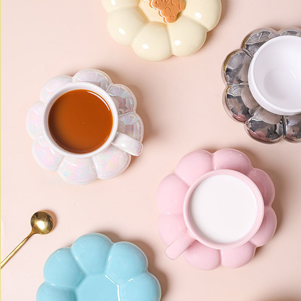 Sunflower Coffee Cup and Saucer Ceramic Cup and Saucer Set