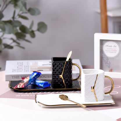 Handbag-Shaped Creative Mug With Saucer & Spoon