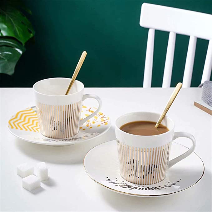 Dynamic Reflective Mirror Cup Creative Ceramic Afternoon Tea Coffee Cup And Saucer