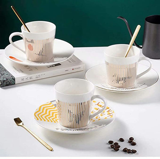 Dynamic Reflective Mirror Cup Creative Ceramic Afternoon Tea Coffee Cup And Saucer