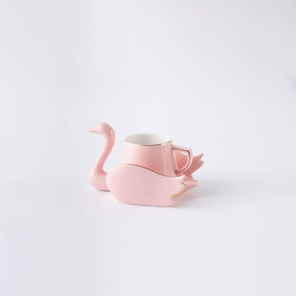 Creative Swan Ceramic Coffee Cup and Saucer Set