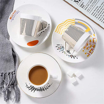 Dynamic Reflective Mirror Cup Creative Ceramic Afternoon Tea Coffee Cup And Saucer