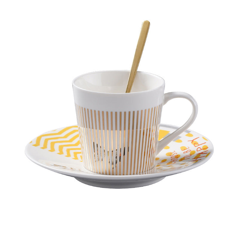 Dynamic Reflective Mirror Cup Creative Ceramic Afternoon Tea Coffee Cup And Saucer