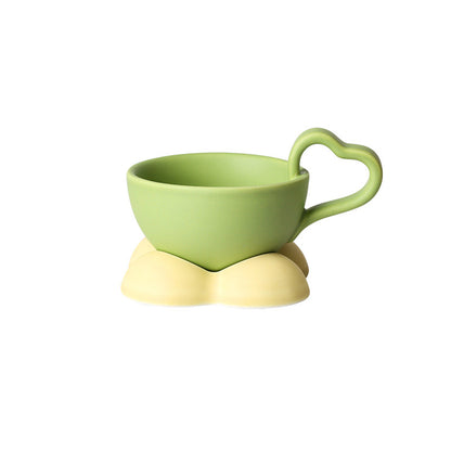 Heart Cup And Saucer Set Cute Ceramic Coffee Cup Breakfast Cup