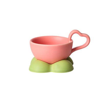 Heart Cup And Saucer Set Cute Ceramic Coffee Cup Breakfast Cup