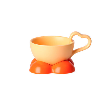 Heart Cup And Saucer Set Cute Ceramic Coffee Cup Breakfast Cup