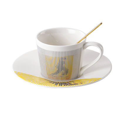 Dynamic Reflective Mirror Cup Creative Ceramic Afternoon Tea Coffee Cup And Saucer