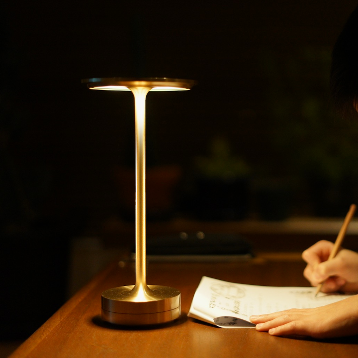 Metallic Cordless Table Lamp - Dimmable & Waterproof Portable LED Light